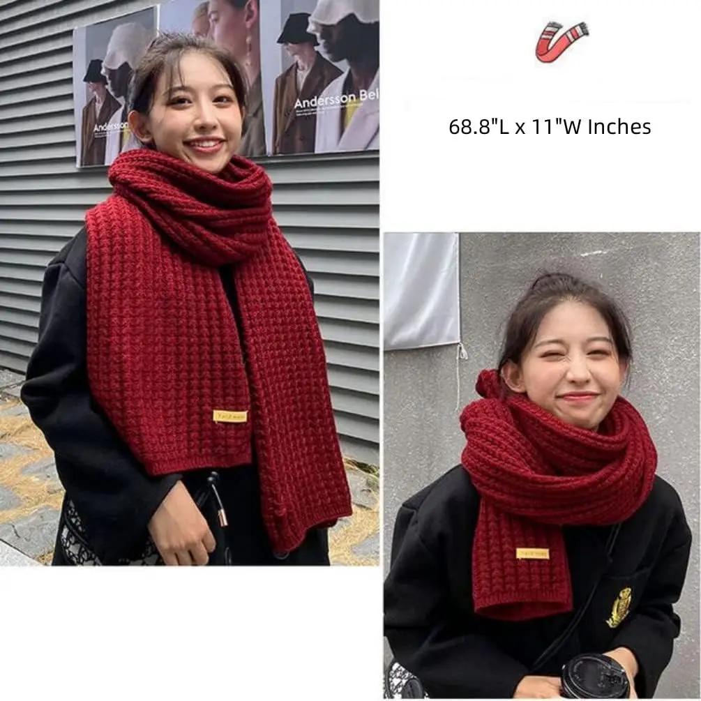Winter Couple Matching Scarf Chunky Knit Soft Warm Solid Color Korean Style Women Students Cozy Accessory Cold Weather Scarf