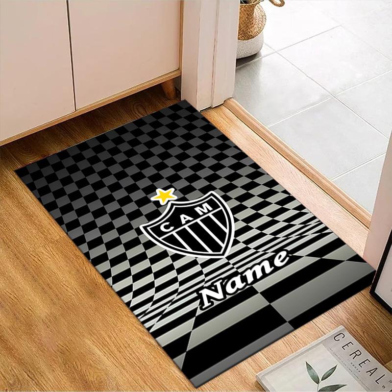 Custom Name Atletico Football Emblem Rug Game Carpet, Floor Mat for Bedroom Living Room Entryway Rug, Home Decor Idea Gift for Christmas Birthday