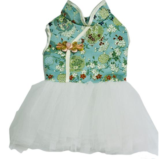 Haustier Tang Anzug Chinesischer Stil Verkleidung Hautfreundlich Haustierhunde Cheongsam Tüllkleid für Neujahr