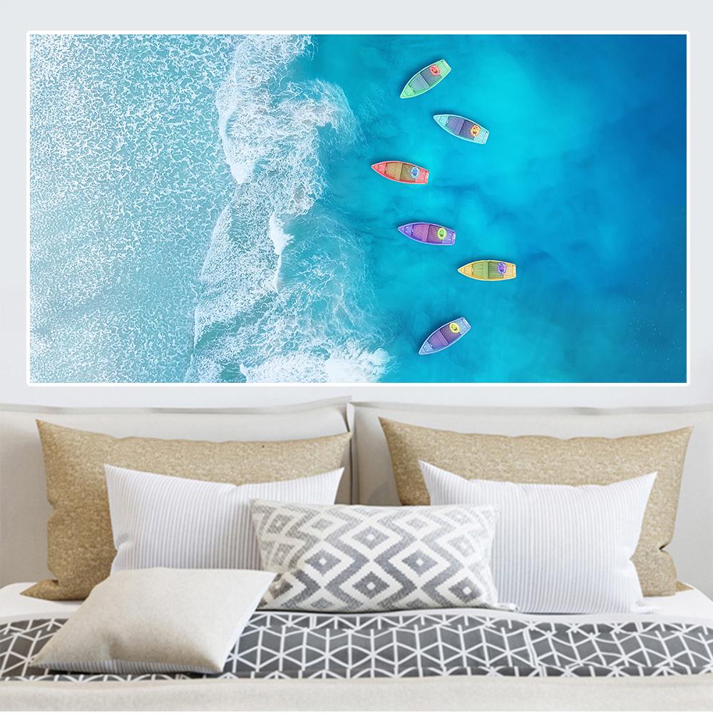 

Аэрофотоснимок морского пейзажа, настенные картины, песчаный пляж, холст, картина, настенный художественный пейзажный постер и принты для декора гостиной 20x40cm No Framed