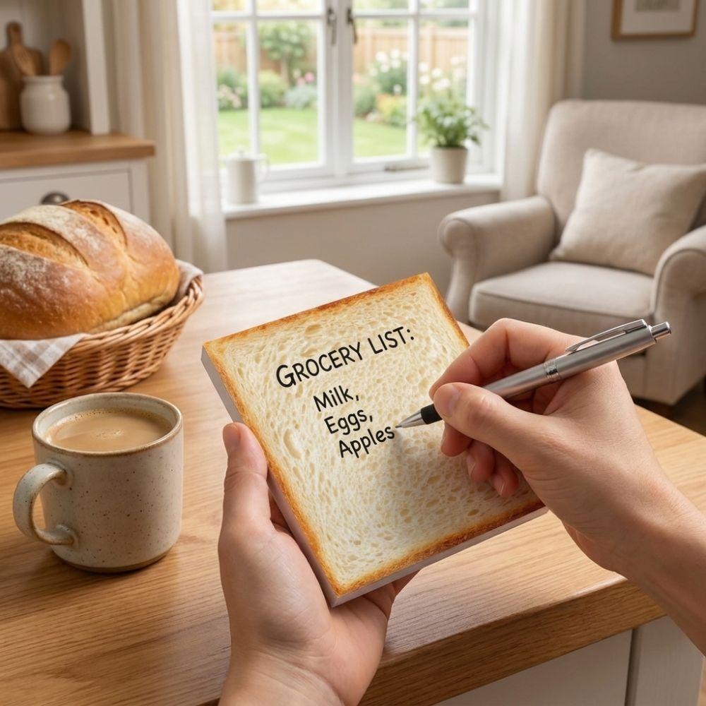 50 Sheets Bread Sticky Notes Removable Adhesive Food Theme Memo Pads Toast Sticky Notes Office Use