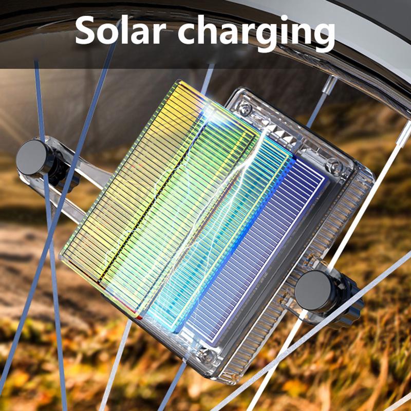 Solar Powered LED Bicycle Light Windmill Style Hub Lamp for E Bike Riding Eco Friendly Durable Night Safety Gear