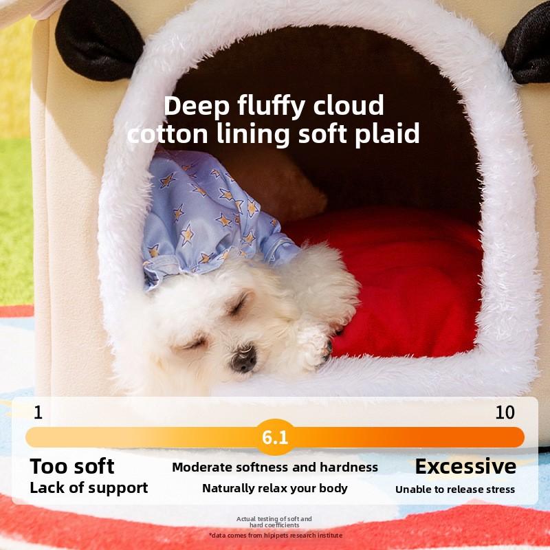 Autumn and Winter Dog Warm Closed House Kennel Medium and Small Dog Kennel Teddy Cat Litter Removable Pet Litter