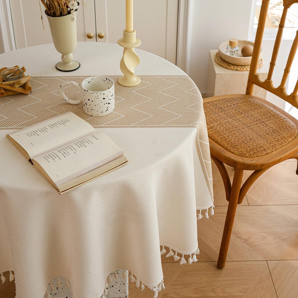 Imitation Cotton And Linen Fabric Tablecloth Simple Modern High-End Dining Table Cloth Coffee Table Cloth Round Table Cloth Long Tablecloth Cover