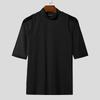 INCERUN Men's Sexy Short Sleeve Turtleneck Slim Fit See Through Mesh T-Shirt Muscle Tops Party Clubwear