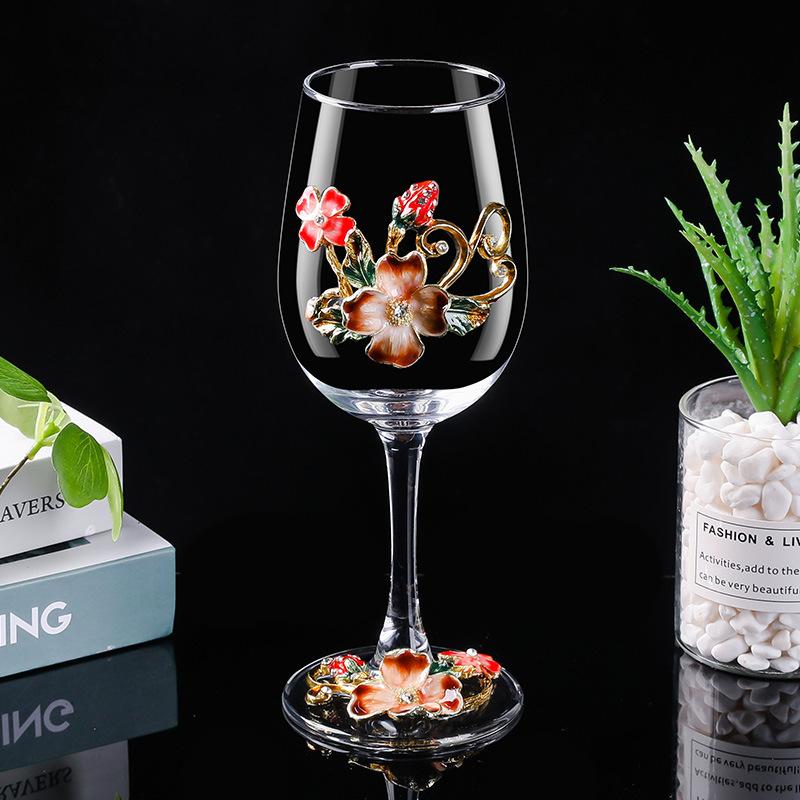 2er Set Emaille Farbe Rotweinglas Karaffe, Weihnachtsgeschenke, High-End Light Luxury Einteiler, gemischt für den Versand