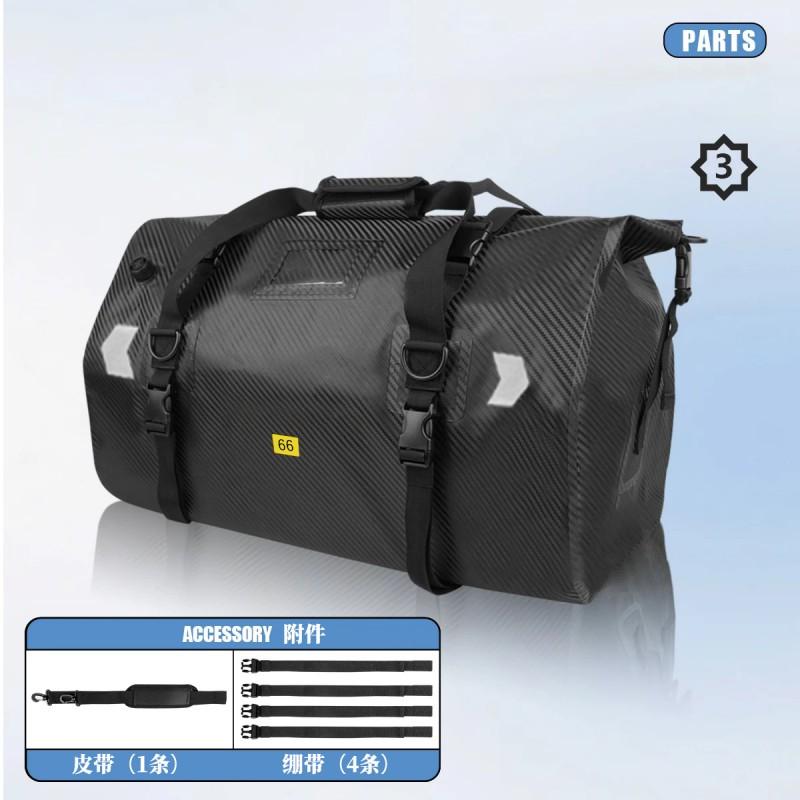 Waterproof PVC Motorcycle Tail Bag 40L 66L Carbon Fiber Style Rear Seat Storage Pack Touring Riding