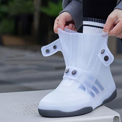 1 Paar Zweifarbige Wasserdichte Überschuhe - Waschbar, Rutschfest mit Sicherem Knopfverschluss, Robuste Gummi-Regenstiefel für Outdoor-Aktivitäten