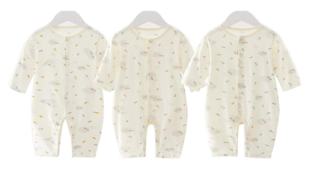baby long baby easy to change for nursery commuting to 90cm [DWSIOOW] Front-opening coveralls, pajamas, rompers, sleeves, clothes, boys, girls,