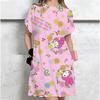 Korean-style Plus-size Hello Kitty print T-shirt Women's Summer Loose-fit Belly Covering Student Dress