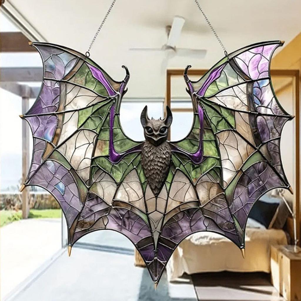 Malovaný netopýr akrylový dekorativní přívěsek Halloween domácí zahradní dekorace závěsný přívěsek
