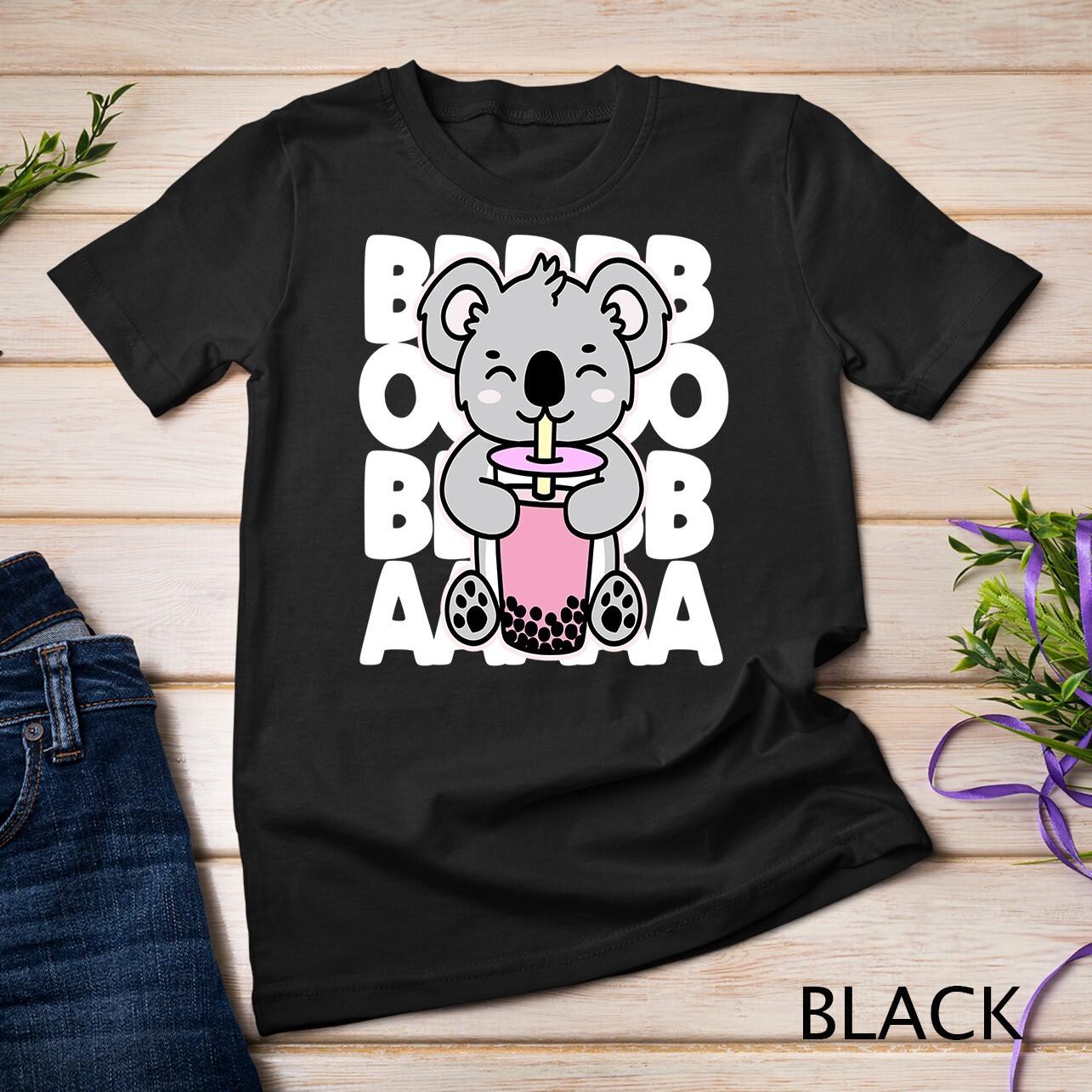 Koala Drinking Boba Cute Kawaii Bubble Tea Dark Unisex T-Shirt Mens Womens Tees Top L