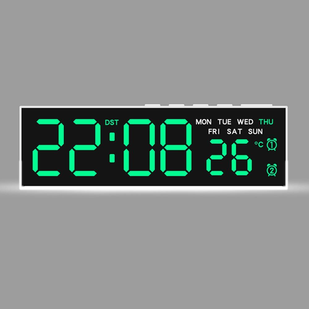 

Mood Light LED Digital Alarm Clock 3 Levels Brightness Table Clock Electronic Clock Office Use White Green