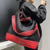 Women'S Rivet Splicing Shoulder Bag Large Capacity Retro Mesh Handbag