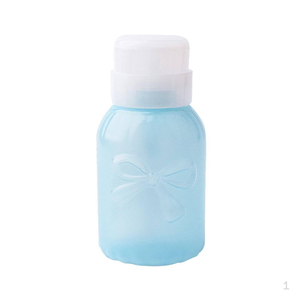 

220ml Nail Polish Remover Plastic Bottle, Push Down Pump Dispenser Portable & Convenient, Blue Round