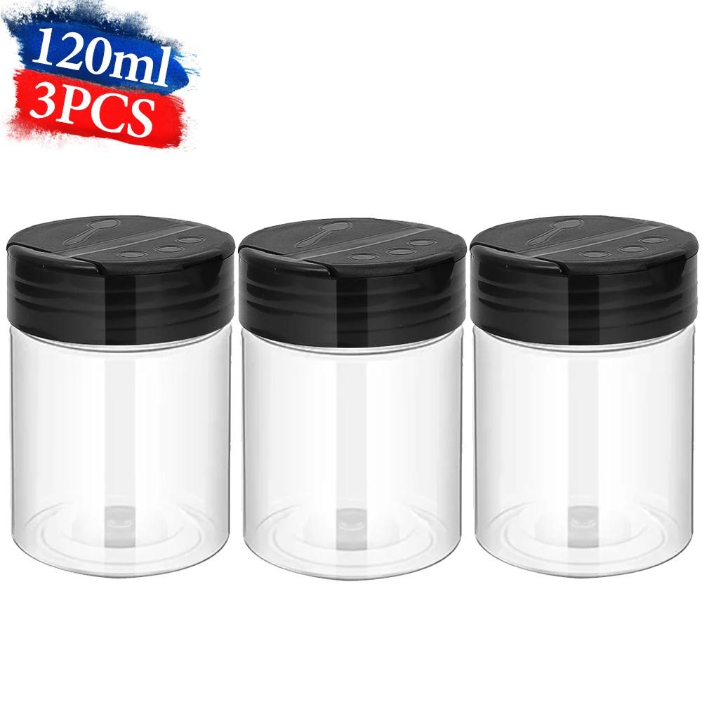 Transparent Seasoning Jars with Shaker Lids Salt Pepper Shaker Bottles Spices Condiment Storage Boxes Powder Storage Container
