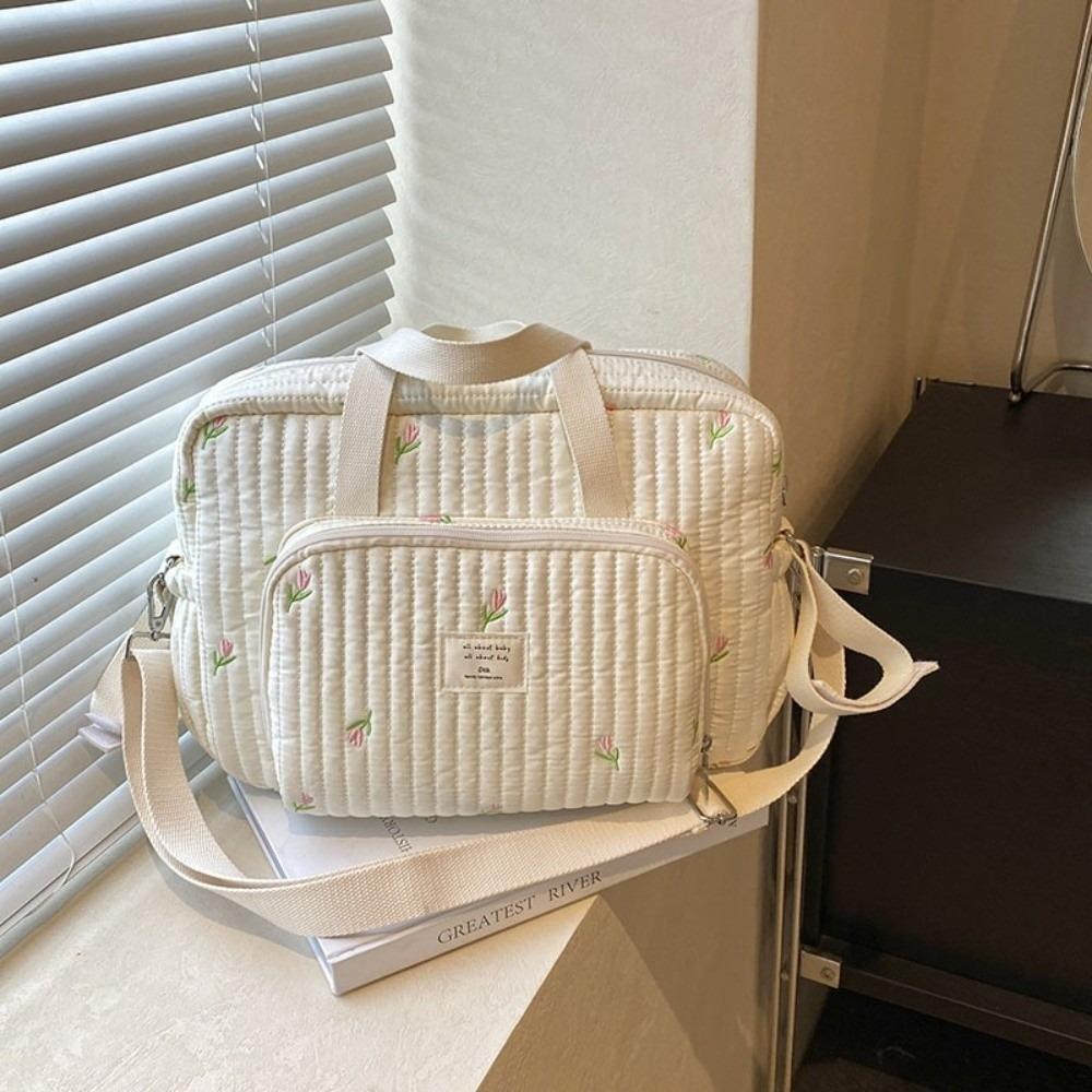 New Cute Bear Baby Organizer Bag Embroidery Large Capacity Handbag Shoulder Bag Hospital Travel
