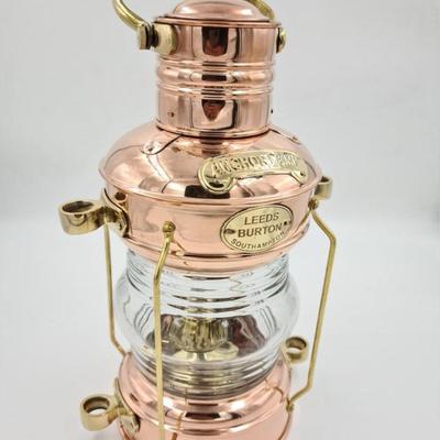 Nautyczna Miedziana Kotwica Vintage 15" Lampa Naftowa Morska Latarnia Okrętowa Zewnętrzne Lampki Świąteczne Prezent