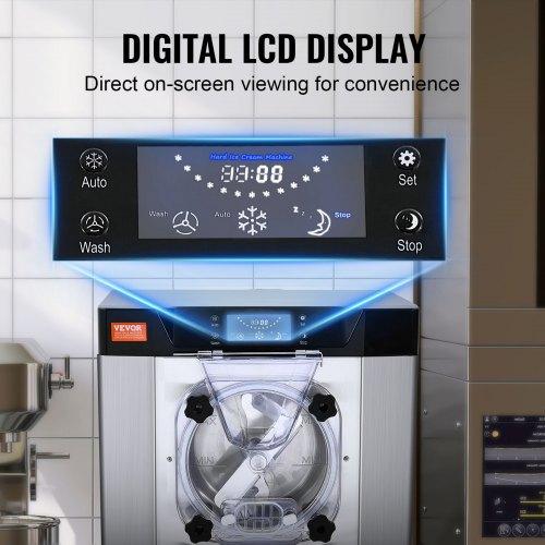 VEVOR Commercial Ice Cream Machine, 12 L/H Yield, 1295W Single Flavor Countertop Hard Serve Ice Cream Maker, 4.5L Stainless Steel Cylinder