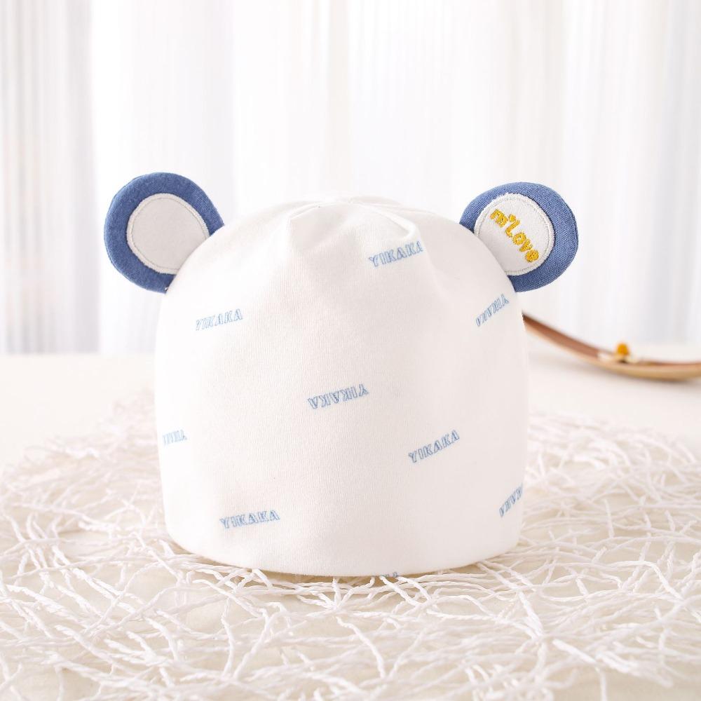 Cartoon Bear Baby Fetal Cap Print Infants Beanie Cap Windproof Newborn Hats  Hospital
