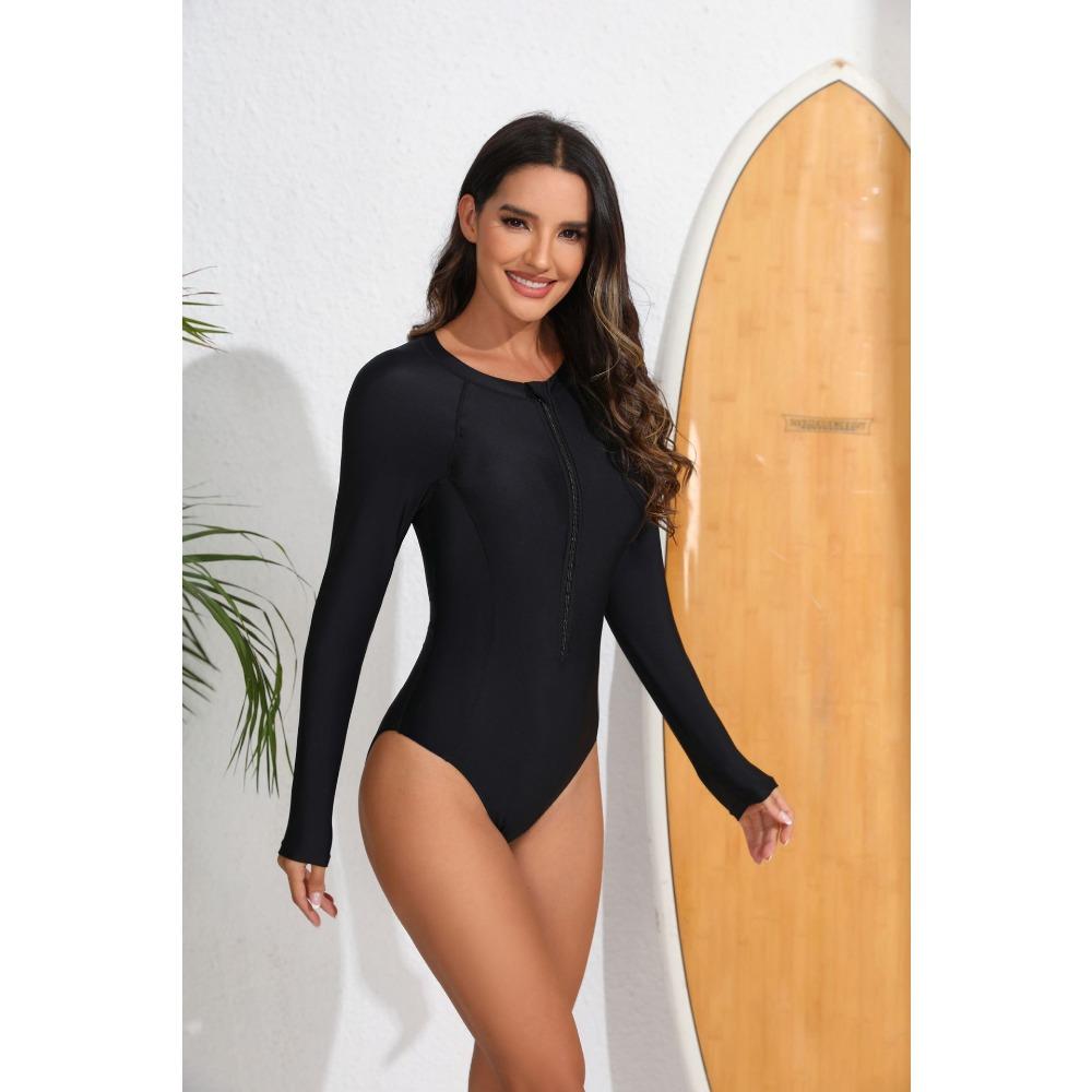 

Цельный спортивный купальник на молнии для женщин с длинными рукавами для серфинга, солнцезащитный костюм для серфинга XXL