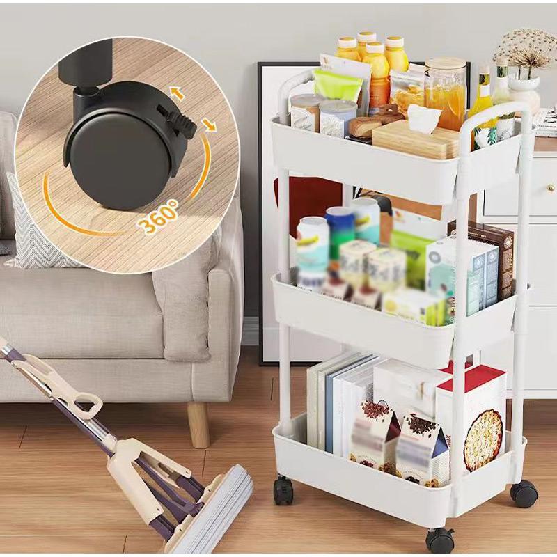 Storage Rack Storage Rack with Wheels Household Multi-layer Small Cart Storage Rack Floor To Floor Kitchen Bedroom Bathroom