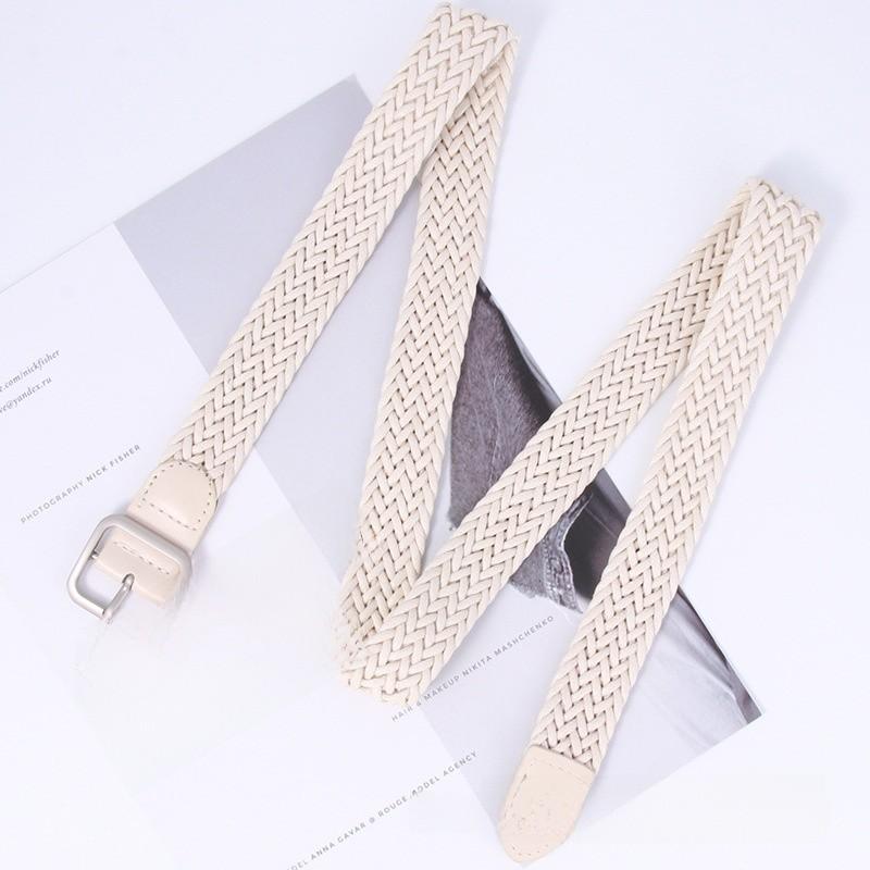 Casual Womens Cotton Linen Woven Belt With Pin Buckle For Daily Wear