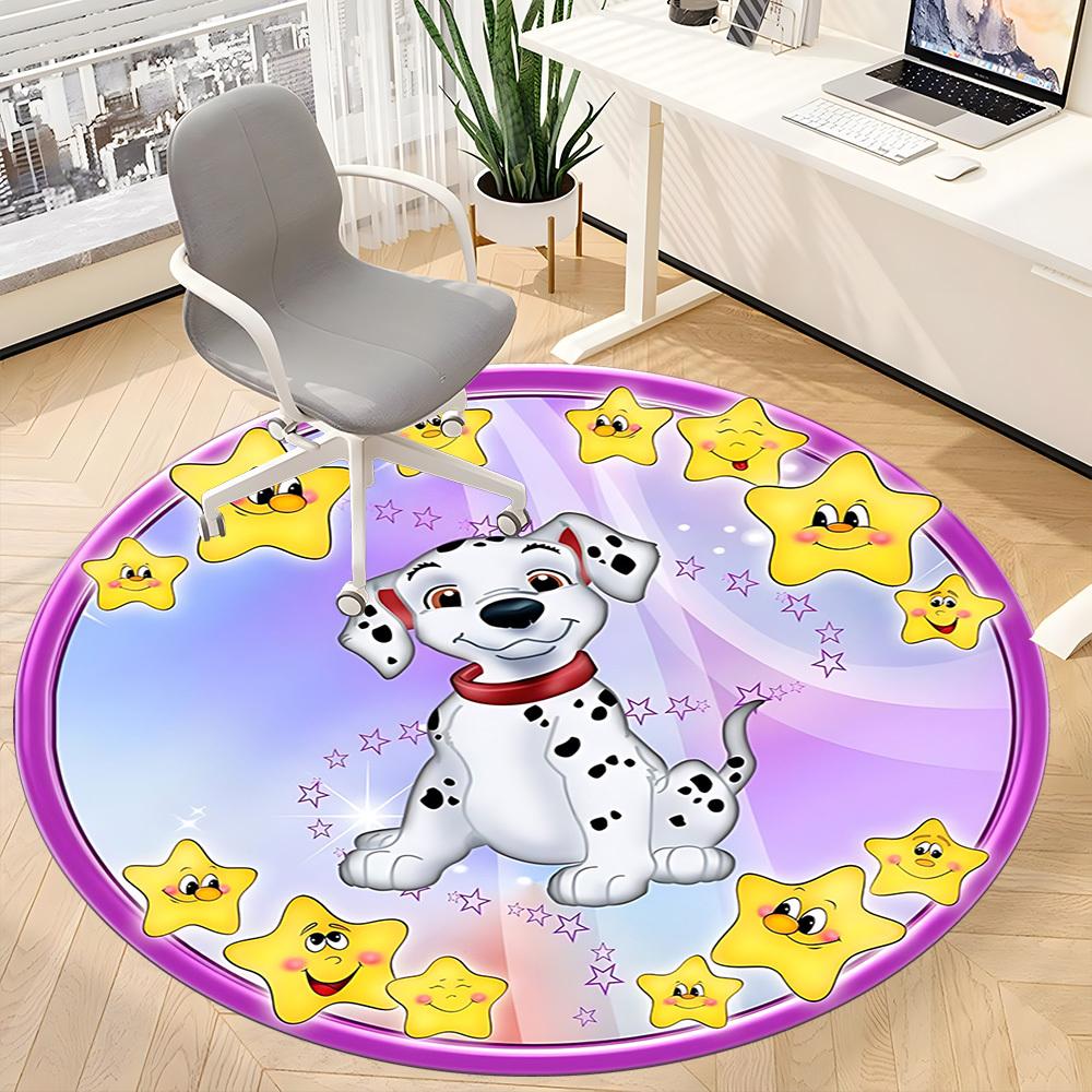 1pc Dalmatian, Starry Night Carpet for Office Non-Slip, Round Carpet, Soft & Comfortable, Carpet for Office, Lightweight Round Floor Mat