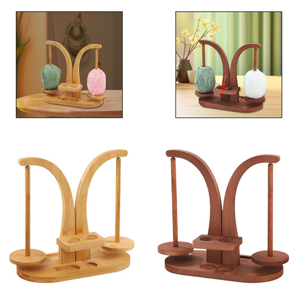 Yarn Holder Stable Base Practical Rotatable Knitting Tools Wood Wool Spool