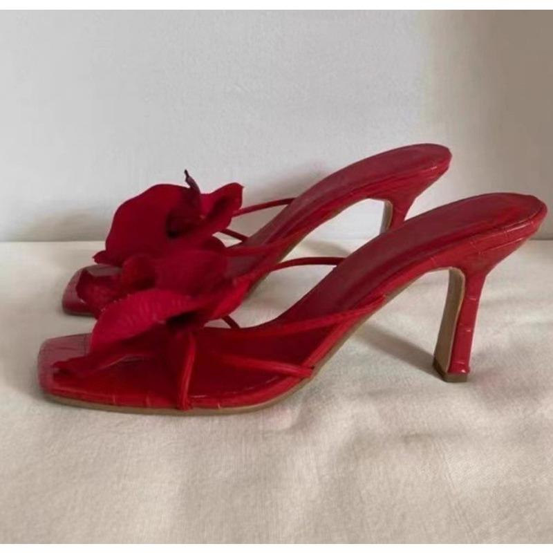 Fashion Spring Summer New Luxury Women's High Heels Sandals Elegant Style Flower Toe High Heels Slippers Casual Summer Women's Shoes