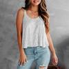 Women Sequin Top Scoop Neck Sleeveless Blouse Sparkle Camisole Top Summer Charming Blouse Silver L