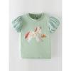 Girls' Embroidered Pony Short-Sleeve Lantern Sleeve Baby Pure Cotton Top Children's Summer Clothing Infant Half-Sleeve Base Shirt T8