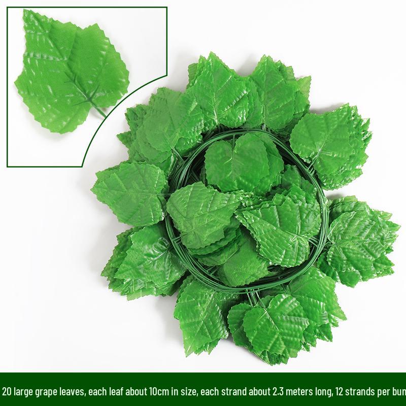 Green Leaf Rattan Grape Decorative Artificial Vine for Balcony & AC Pipe Cover