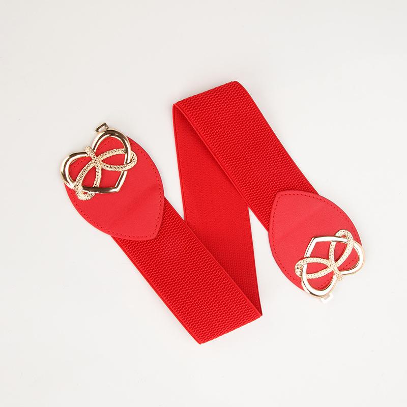 Ladies Belt Elastic Elastic Waist Seal Atmospheric Sweet Love Buckle Wide Dress Dress Decorative Belt