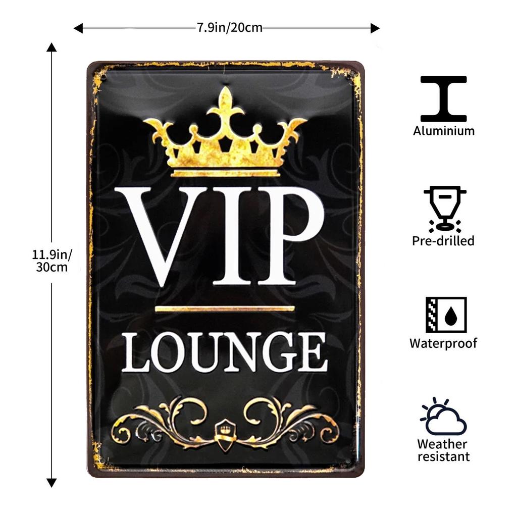 1pc VIP Lounge Metal Sign Decor Vintage PlaquePlate Wall Decor For Bar Club Poster Decoration  8×12 Inch
