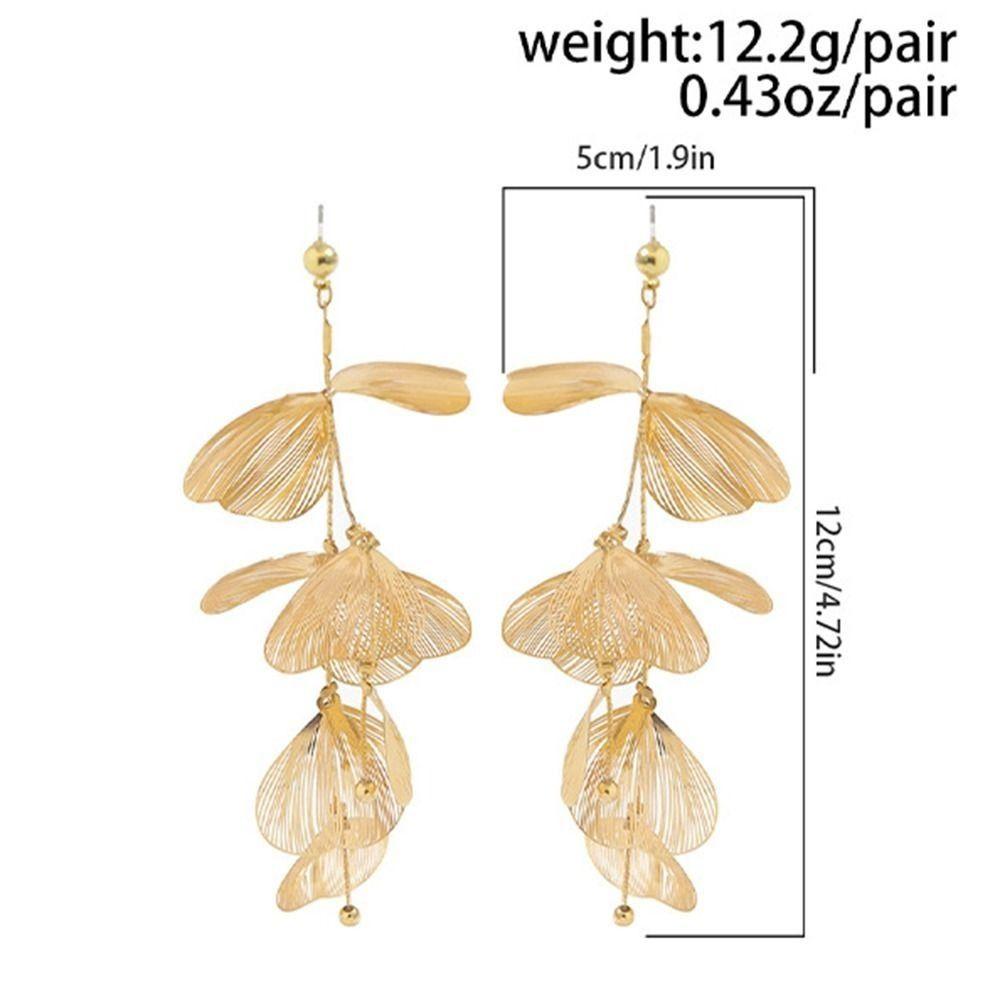 Elegant Ginkgo Leaf Tassel Earrings Trendy Design Jewelry Set Ginkgo Leaf Tassel Necklace Women