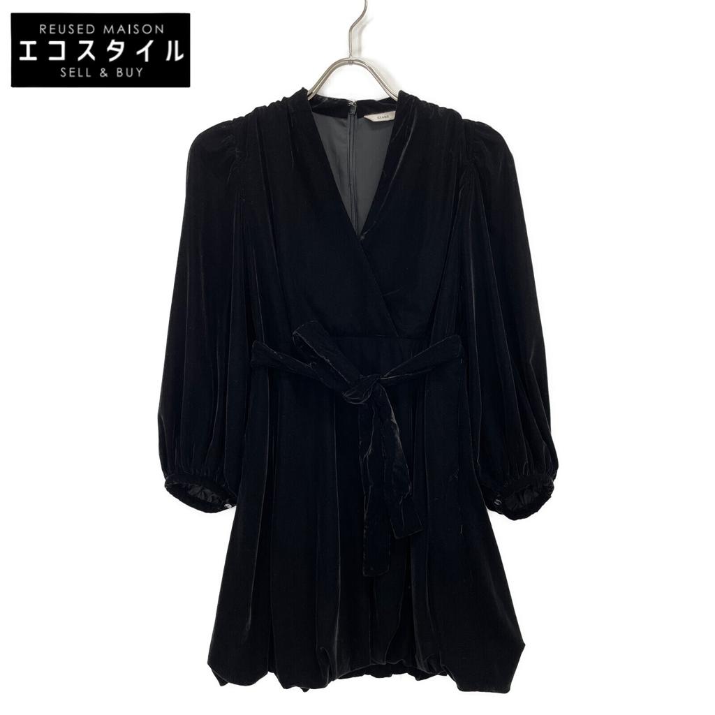 CLANE 17112-5232 BLACK VELOR BALLOON MINI ONE PIECE Dress 1 blackUsed