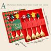 4pcs Christmas Party Dinnerware Set with Gift Box Christmas Tree Dessert Fork Spoon Cutlery Set Gold Stainless Steel Tableware