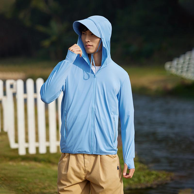 

Унисекс Легкая куртка с защитой от УФ-лучей со съемным козырьком - Весна/Лето Ледяной шелк, Дышащая и Быстросохнущая L