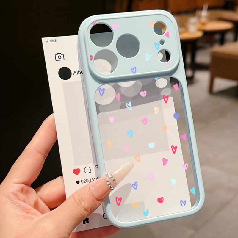 Candy Color Love Hearts Case For iPhone 17 Pro Max For iPhone 16 15 14 13 Pro Max Luxury Hybrid TPU+PC Clear Back Hard Cover