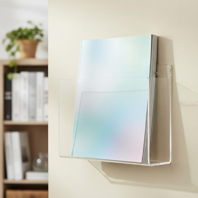 Clear Acrylic Magazine Wall Holder Space Saving Organizers for Books and Documents