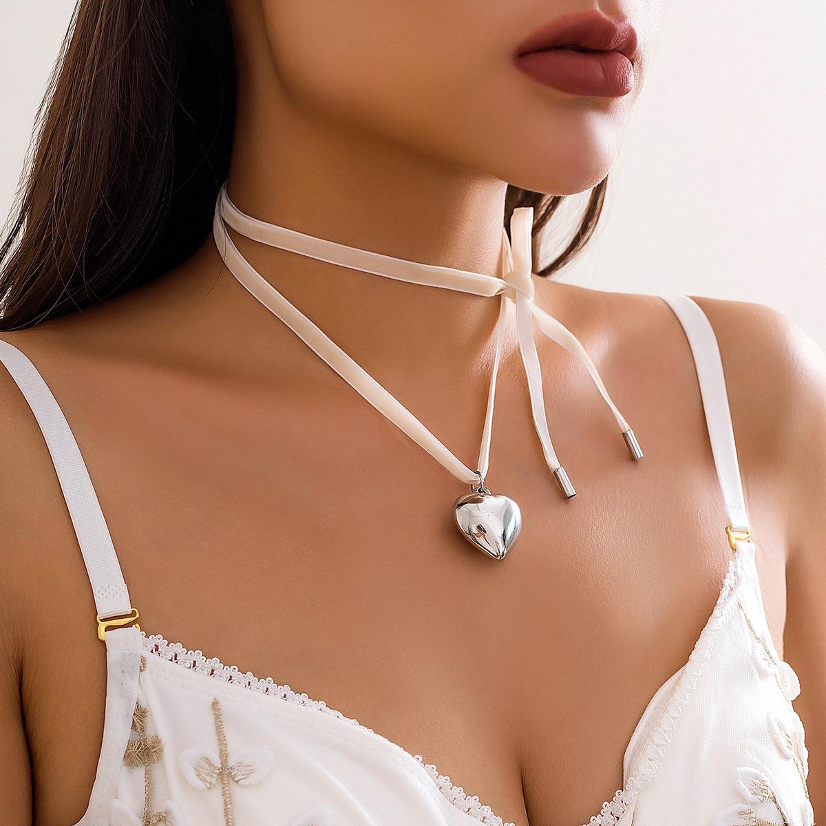 

JMXD-jewelry Длинное колье-сердце, женский воротник, универсальный кулон в форме сердца, фланелевое ожерелье на шнуровке Korean velvet