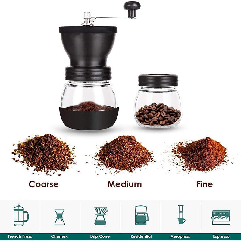 Manual Hand-crank Glass Coffee Bean Grinder