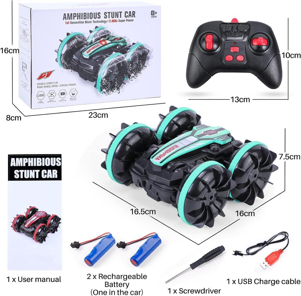 RC Car for Amphibious 4WD Stunt Popular Remote Control Car for RC Perfect Christmas Gift for Elementary and Middle School Birthday Gift Kids, Off-Road