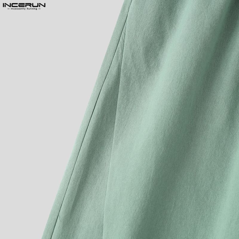 INCERUN Men's Casual Elastic Waist Wide-Leg Pants Loose Streetwear Baggy Long Trousers