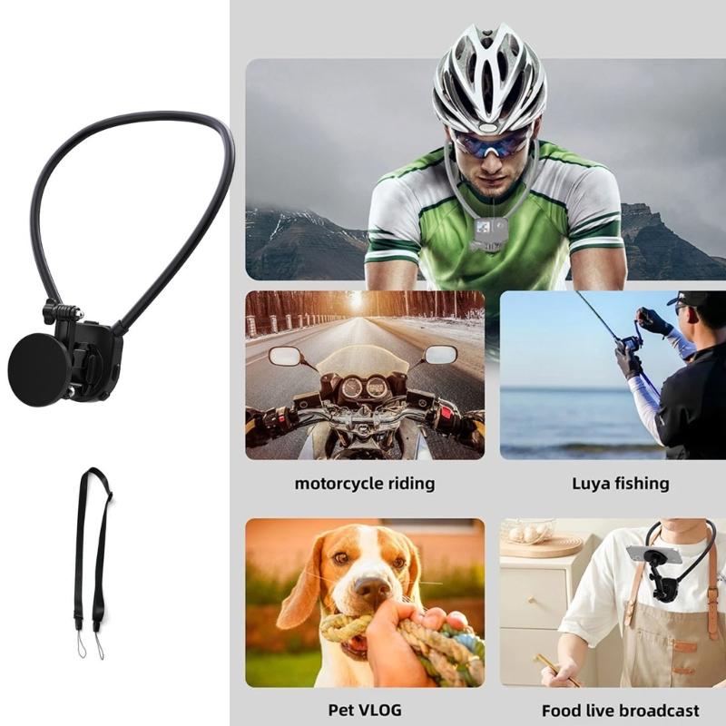 Neck Mount Holder Magnetic Quick Snap Camera Harness for 360 Action Camera Handsfree Action Recording, 360 Degree View
