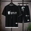 Summer New Men's Large-sized Casual Fashionable Breathable Quick-drying Fitness Sports Short-sleeved T-shirt + Sports Shorts Set