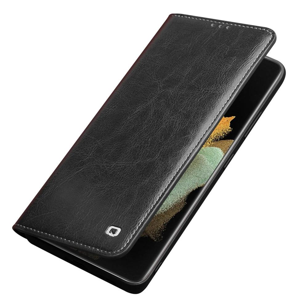 

Luxury Genuine Leather Phone Cover for Samsung Galaxy S21 S22 S23 Plus 5G Flip Case with Card Slots for S21/S22/S23Ultra for S23 Ultra 5G чорний