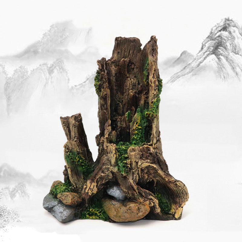 Harz Aquarium Fisch Versteckhöhle Multifunktionale Dekoration für Aquarium Hintergrund Landschaftsgestaltung Reptilien Versteck Baumstamm Dekor