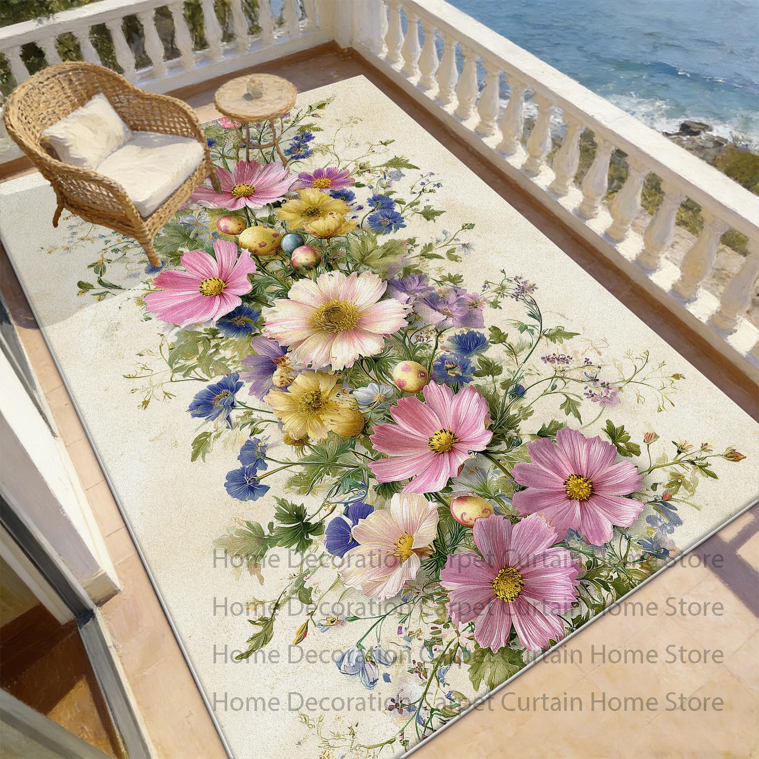 

Romantic Elegant Rug Vintage Floral Theme Decor Living Room Bedroom Dining Room Carpets Home Decor Comfortable Mats Non Slip 80cm x 120cm